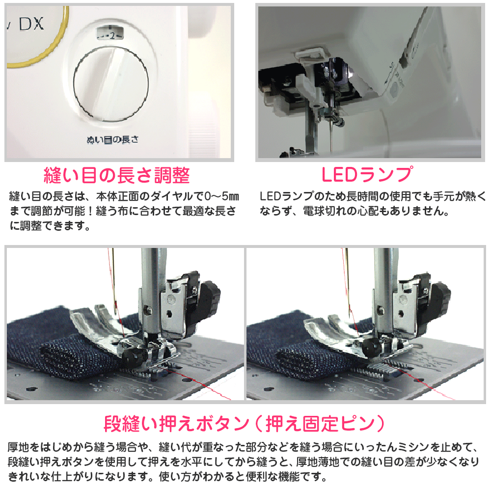 シンガー電子ミシン モニカピクシーDX5760R 7枚送り歯搭載