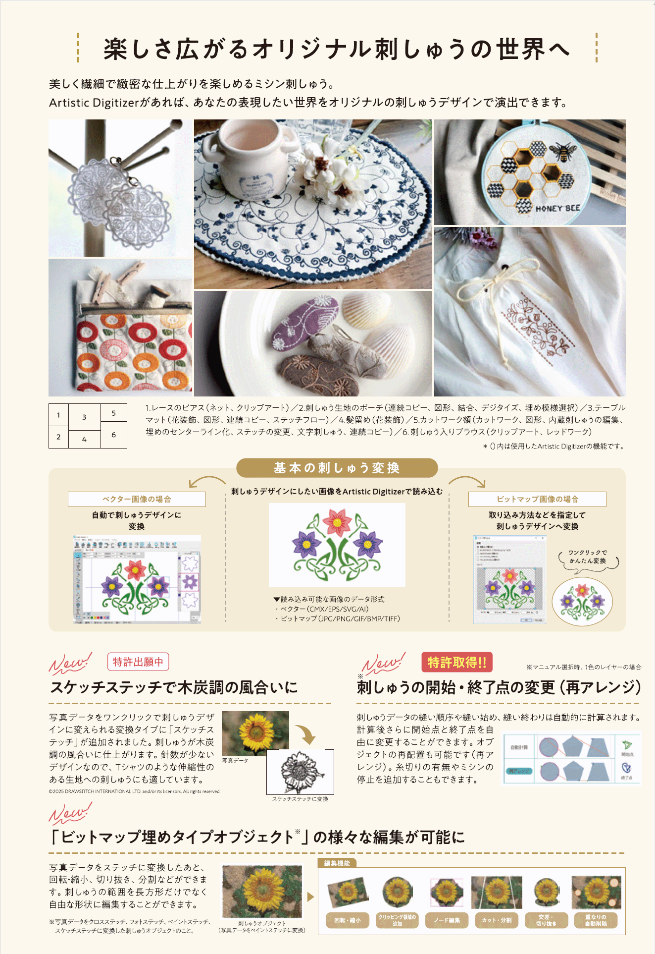 ジャノメミシン専用　刺繍データ 刺繍データダウンロード】1-11 Botanical - ミシン刺繍とハンドメイド